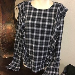 Beautiful Plaid Ruffle Blouse